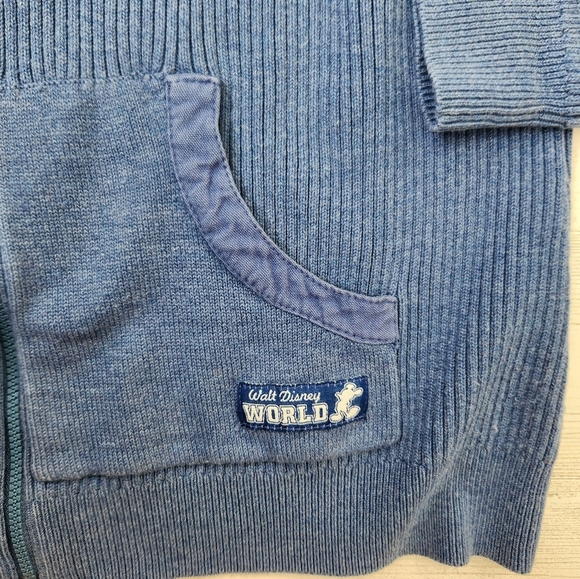 Walt Disney World Vintage Spellout Grumpy Full Zip Hoodie Blue Size Large - Picture 3 of 7